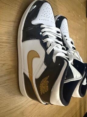 Nike Men’s  High-Top Sneakers in White, Black & Gold